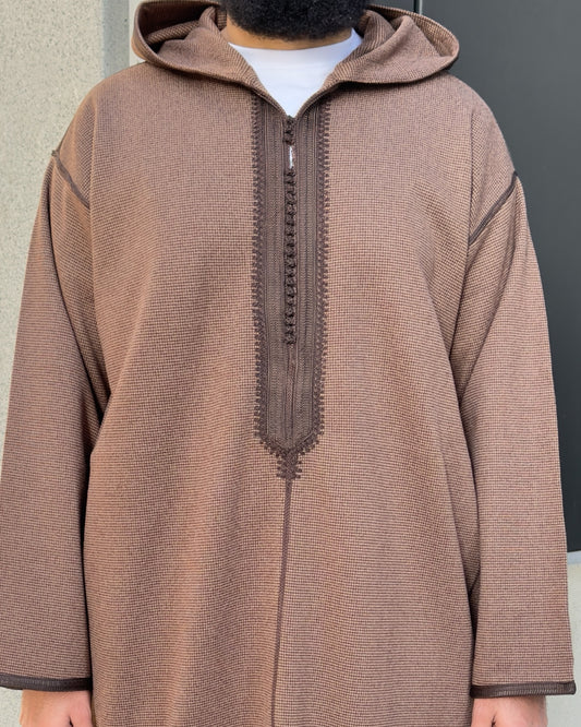 Brown Premium Winter Hooded Moroccan Thobe (Djellaba)