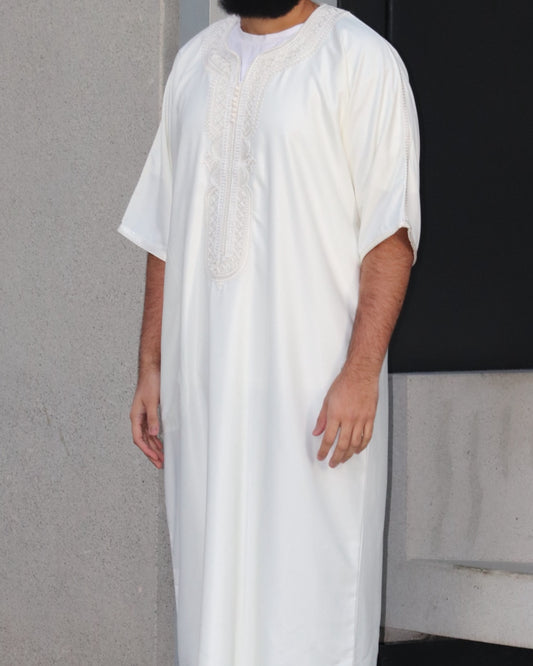 White Premium Moroccan Thobe (Gandoura)