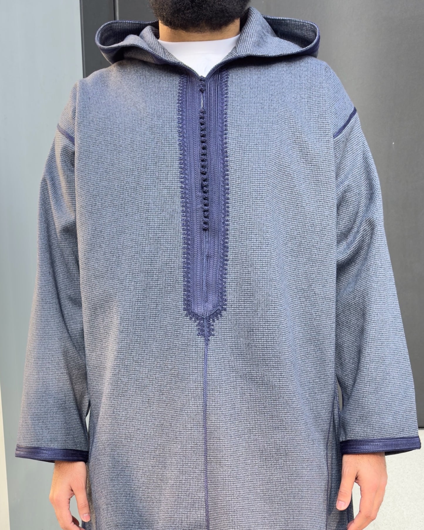 Blue Premium Winter Hooded Moroccan Thobe (Djellaba)