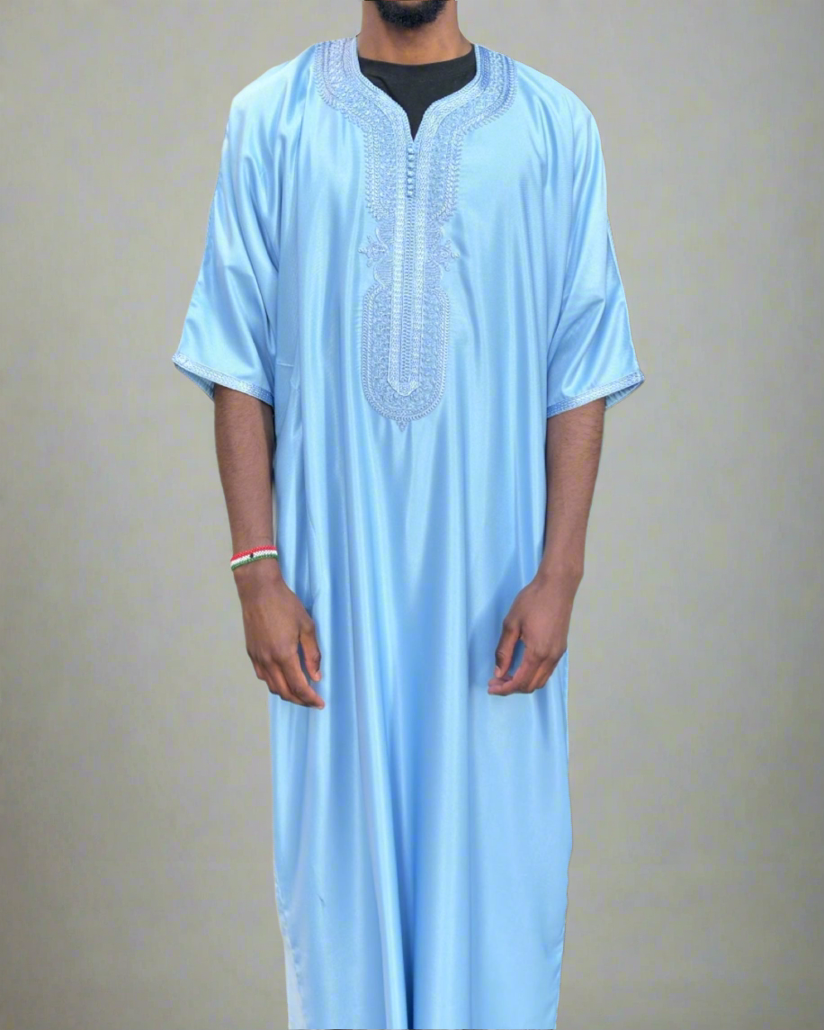 Light Blue Premium Moroccan Thobe (Gandoura)