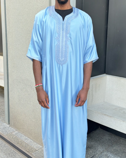 Light Blue Premium Moroccan Thobe (Gandoura)