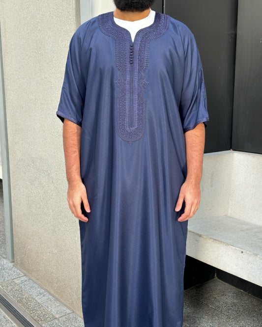 Dark Blue Premium Moroccan Thobe (Gandoura)